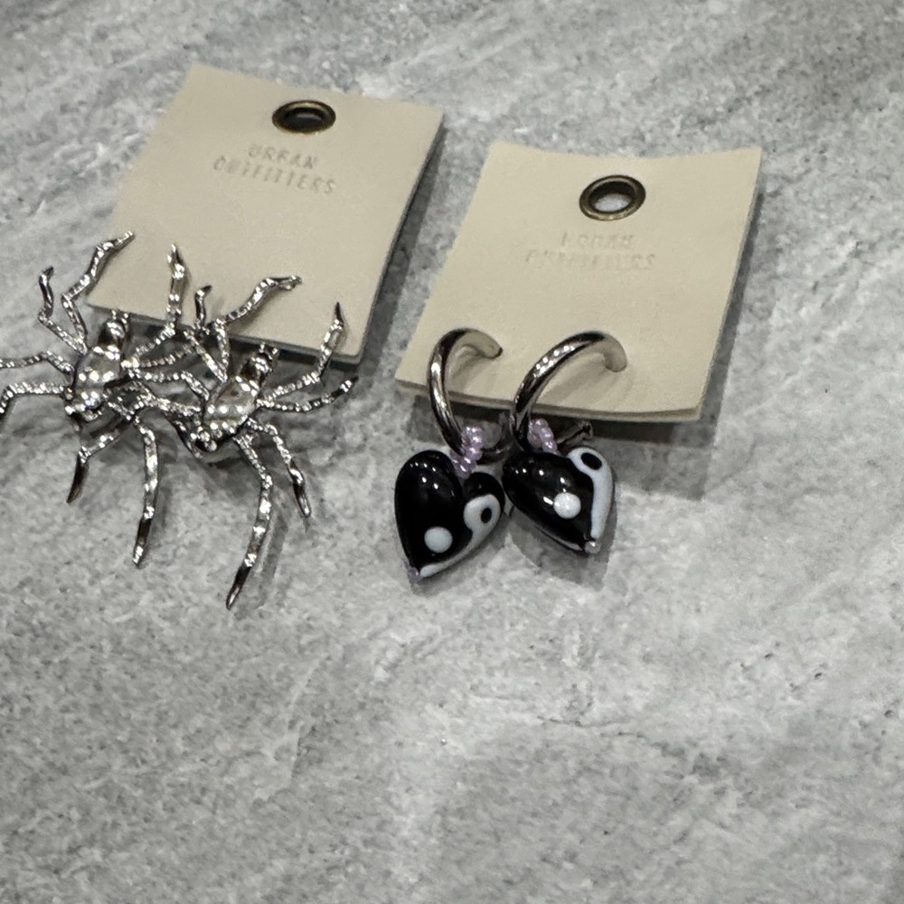 Urban Outfitters Black and Silver Yin Yang Heart Earrings (bundle deal)